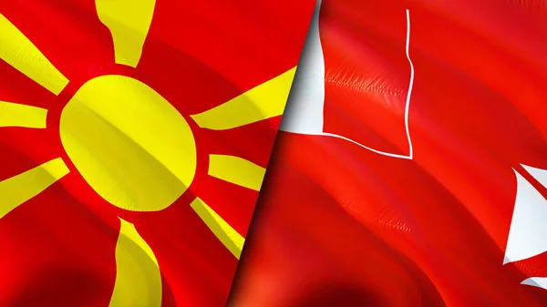 Flaggorna Norra Makedonien Wallis Och Futuna Viftande Flagga Design Norra — Stockfoto