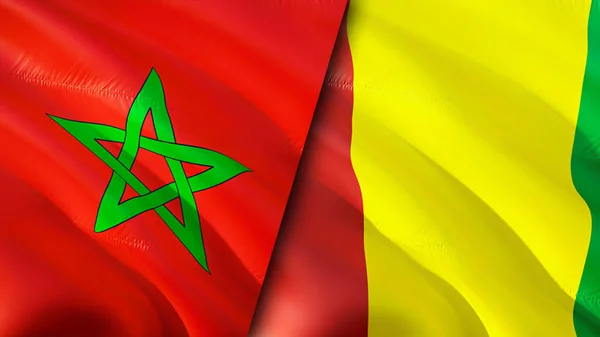 Flaggen Marokkos Und Guineas Fahnenschwenken Marokko Guinea Flagge Bild Tapete — Stockfoto