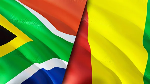 Flaggen Von Südafrika Und Guinea Fahnenschwenken Südafrika Guinea Flagge Bild — Stockfoto