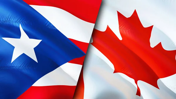 Banderas Puerto Rico Canadá Diseño Banderas Waving Bandera Puerto Rico — Foto de Stock