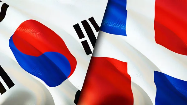 한국과 도미니카 공화국의 웨이브 디자인 도미니카 공화국 대한민국 도미니카 공화국 — 스톡 사진