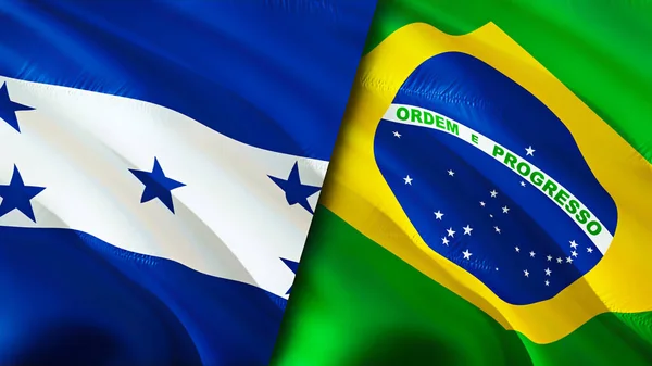 Honduras and Brazil flags. 3D Waving flag design. Honduras Brazil flag, picture, wallpaper. Honduras vs Brazil image,3D rendering. Honduras Brazil relations alliance and Trade,travel,tourism concep
