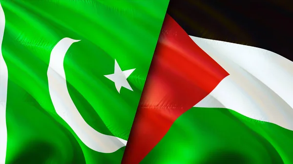 Pakistan Palestine Flags Waving Flag Design Pakistan Palestine Flag Picture — Stock Photo, Image