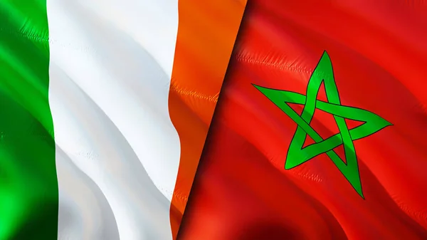 Ireland Morocco Flags Waving Flag Design Ireland Morocco Flag Picture — Stock Photo, Image