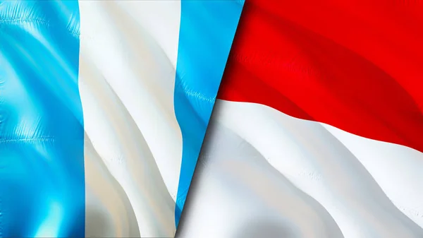 Bendera Guatemala Dan Monaco Desain Bendera Waving Bendera Guatemala Monaco — Stok Foto