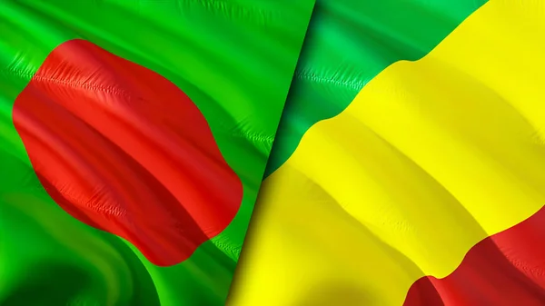 Flagi Bangladeszu Konga Projektowanie Flagi Bangladesz Kongo Flaga Obraz Tapeta — Zdjęcie stockowe