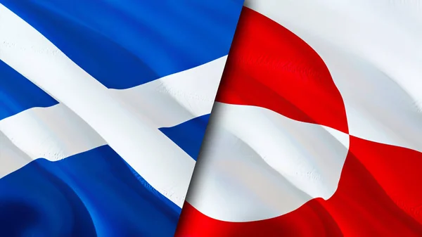 스코틀랜드와 그린란드의 국기입니다 웨이브 디자인 그린란드 스코틀랜드 그린랜드 이미지 렌더링 — 스톡 사진