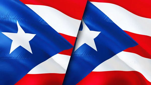 Puerto Rico Och Puerto Rico Flaggor Viftande Flagga Design Puerto — Stockfoto