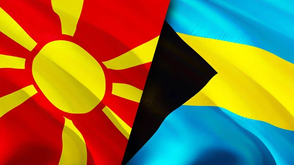 North Macedonia Bahamas Flags Waving Flag Design North Macedonia Bahamas — Stock Photo, Image