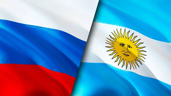 Bandeiras Rússia Argentina Acenando Design Bandeira Rússia Argentina Bandeira Foto — Fotografia de Stock