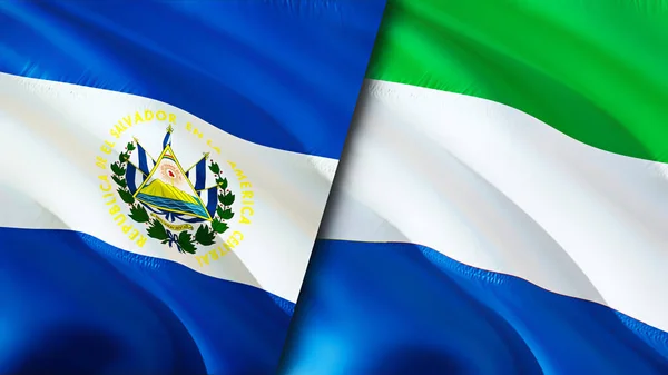 Salvador Sierra Leone Flags Waving Flag Design Salvador Sierra Leone — Stock Photo, Image