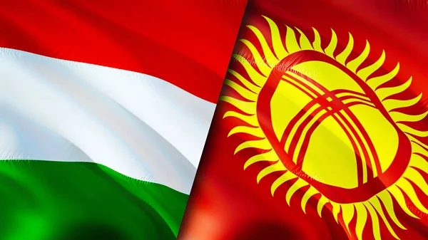 Hungary Kyrgyzstan Flags Waving Flag Design Hungary Kyrgyzstan Flag Picture — Stock Photo, Image