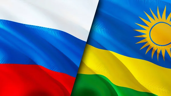 Russia Rwanda Flags Waving Flag Design Russia Rwanda Flag Picture — Stock Photo, Image
