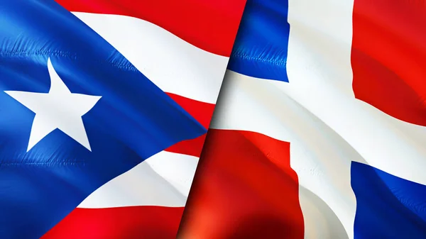 Прапори Пуерто Рико Домініканської Республіки Waving Flag Puerto Rico Dominican — стокове фото