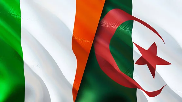Írország Algéria Zászlói Integető Zászló Design Írország Algéria Zászló Kép — Stock Fotó