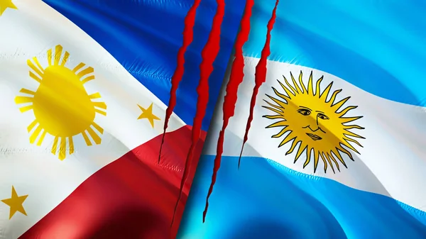 Banderas Filipinas Argentina Con Concepto Cicatriz Bandera Ondeante Representación Filipinas —  Fotos de Stock