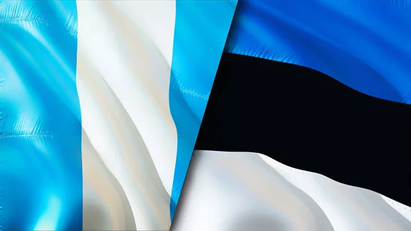 Guatemala Észtország Zászlói Integető Zászló Design Guatemala Észtország Zászló Kép — Stock Fotó