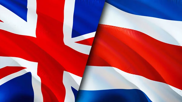 United Kingdom Costa Rica Flags Waving Flag Design United Kingdom — Stock Photo, Image