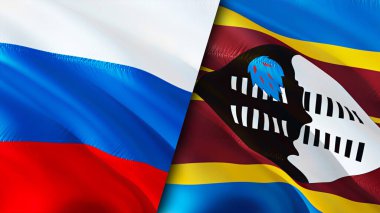 Rusya ve Eswatini bayrakları. 3 boyutlu dalgalanan bayrak tasarımı. Rusya Eswatini bayrağı, resim, duvar kağıdı. Rusya, Eswatini 'ye karşı, görüntü 3 boyutlu. Rusya Eswatini ilişkileri ittifak ve ticaret, seyahat, turizm konsepti