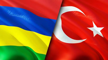 Mauritius ve hindi bayrakları. 3 boyutlu dalgalanan bayrak tasarımı. Mauritius hindi bayrağı, resim, duvar kağıdı. Mauritius, Türkiye 'nin 3 boyutlu görüntüsüne karşı. Mauritius Türkiye ilişkileri ittifak ve ticaret, seyahat, turnuva