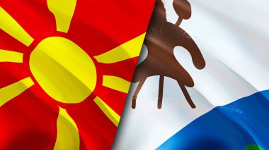 Kuzey Makedonya ve Lesotho bayrakları. 3 boyutlu dalgalanan bayrak tasarımı. Kuzey Makedonya Lesotho bayrağı, resim, duvar kağıdı. Kuzey Makedonya Lesotho imajına karşı, 3D görüntüleme. Kuzey Makedonya Lesotho ilişkileri ittifakı