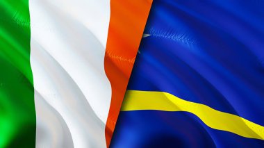 İrlanda ve Curacao bayrakları. 3 boyutlu dalgalanan bayrak tasarımı. İrlanda Curacao bayrağı, resim, duvar kağıdı. İrlanda, Curacao 'ya karşı, görüntü 3 boyutlu. İrlanda Curacao ilişkileri savaş ittifakı kavramı. Ticaret, turnuva.