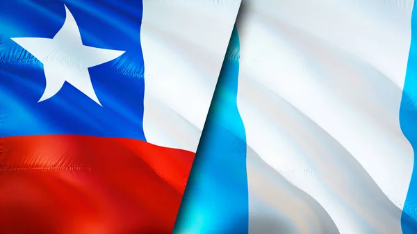 Чилі Гватемала Прапори Waving Flag Прапор Гватемали Фото Шпалери Chile — стокове фото