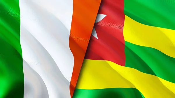 Írország Togo Zászlói Integető Zászló Design Írország Togo Zászló Kép — Stock Fotó