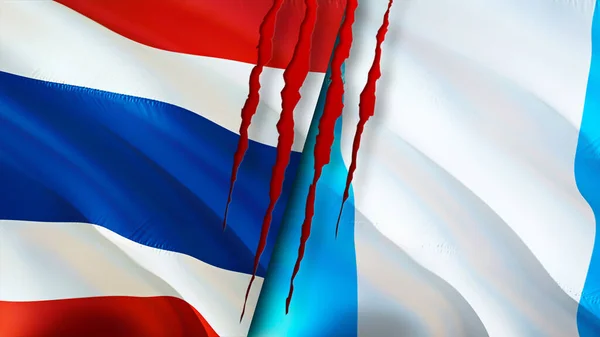 Thailand Guatemala Vlaggen Met Litteken Concept Wuivende Vlag Weergave Thailand — Stockfoto