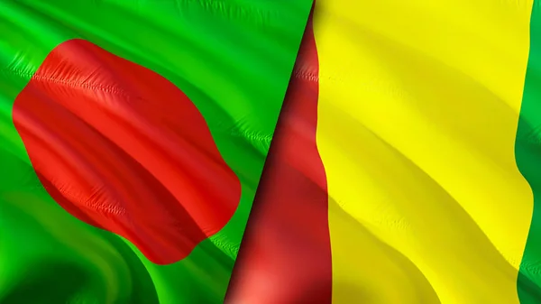 Bangladesh Guinee Vlaggen Waving Vlag Ontwerp Bangladesh Guinee Vlag Foto — Stockfoto