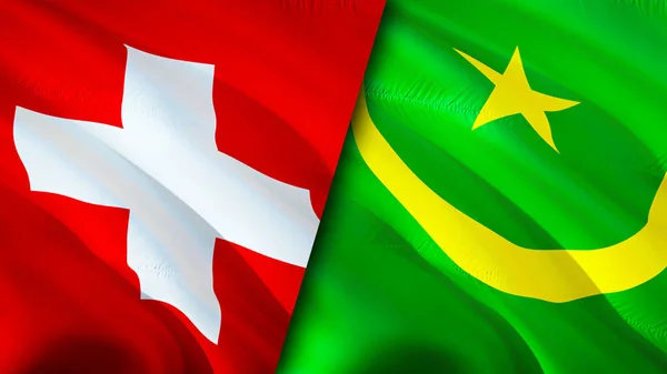Flagi Szwajcarii Mauretanii Projektowanie Flagi Flaga Szwajcaria Mauretania Zdjcie Tapeta — Zdjęcie stockowe