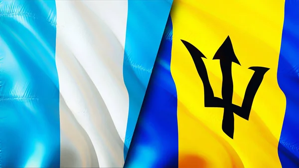 Guatemala Barbados Zászlók Integető Zászló Design Guatemala Barbados Zászló Kép — Stock Fotó