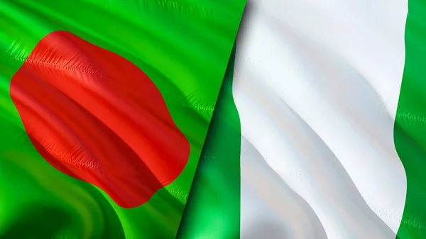 Σημαίες Μπανγκλαντές Και Νιγηρίας Σχεδιασμός Τρισδιάστατης Κυματιστή Σημαίας Μπαγκλαντές Νιγηρία — Φωτογραφία Αρχείου