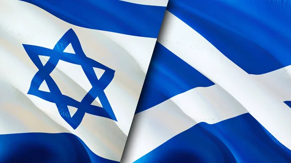 Israël Schotland Vlaggen Waving Vlag Ontwerp Israel Schotland Vlag Foto — Stockfoto