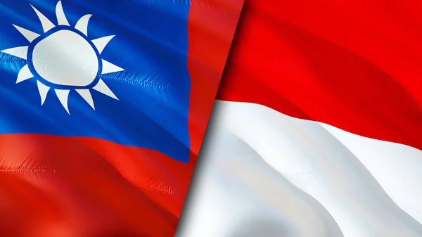 Taiwan Monaco Flags Waving Flag Design Taiwan Monaco Flag Picture — Stock Photo, Image