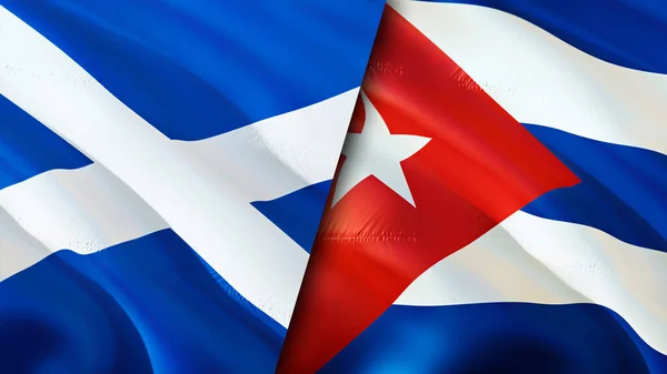 Bandeiras Escócia Cuba Acenando Design Bandeira Escócia Cuba Bandeira Foto — Fotografia de Stock