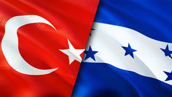 Törökország Honduras Zászlói Integető Zászló Design Törökország Honduras Zászló Kép — Stock Fotó