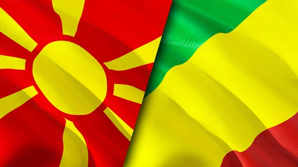 North Macedonia Congo Flags Waving Flag Design North Macedonia Congo — Stock Photo, Image
