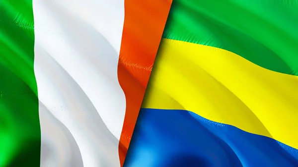 Bandeiras Irlanda Gabão Acenando Design Bandeira Irlanda Gabão Bandeira Foto — Fotografia de Stock