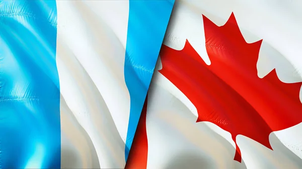 Guatemala Canada Vlaggen Waving Vlag Ontwerp Guatemala Canada Vlag Foto — Stockfoto