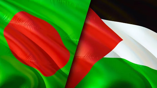 Bangladesh Palestine Flags Waving Flag Design Bangladesh Palestine Flag Picture — Stock Photo, Image