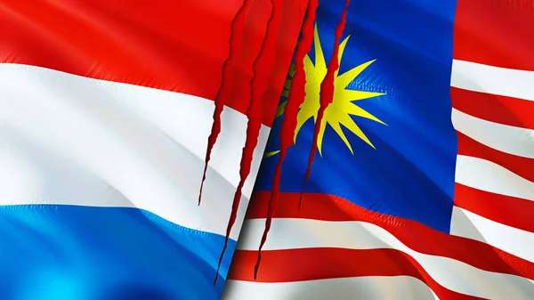 Σημαίες Λουξεμβούργου Και Μαλαισίας Την Έννοια Ουλή Κυματιστή Σημαία Τρισδιάστατη — Φωτογραφία Αρχείου