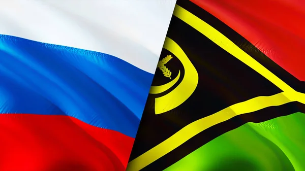 Banderas Rusia Vanuatu Diseño Banderas Waving Rusia Vanuatu Bandera Foto — Foto de Stock