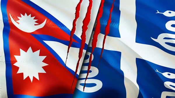 Σημαίες Νεπάλ Και Μαρτινίκας Ουλή Κυματιστή Σημαία Τρισδιάστατη Απόδοση Νεπάλ — Φωτογραφία Αρχείου