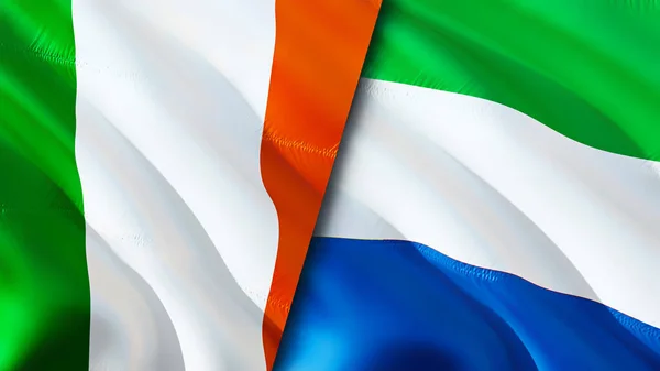 Banderas Irlanda Sierra Leona Diseño Banderas Waving Irlanda Sierra Leona —  Fotos de Stock