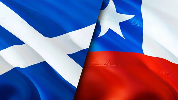 Banderas Escocia Chile Diseño Banderas Waving Escocia Chile Bandera Foto —  Fotos de Stock