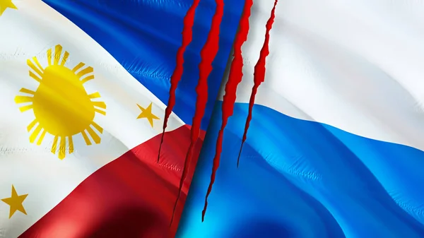 Philippines San Marino Flags Scar Concept Waving Flag Rendering Philippines — Stock Photo, Image