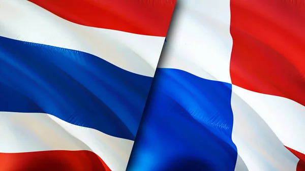 Прапори Таїланду Панами Waving Flag Прапор Таїланду Панама Фотографія Шпалери — стокове фото
