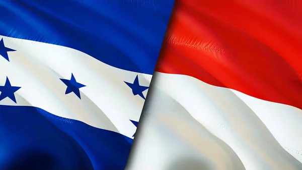 온두라스와 인도네시아의 국기입니다 웨이브 디자인 온두라스 인도네시아 온두라스 인도네시아 이미지 — 스톡 사진