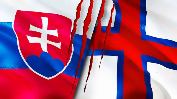 Прапори Словацькою Фарерською Мовами Прапор Рендеринг Словаччині Фарерських Островах Існує — стокове фото